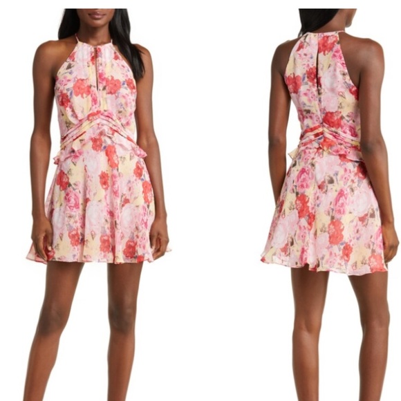 Women’s Floral Halter Neck Dress New Mini size Medium Floret Studio sleeveless - Picture 1 of 13